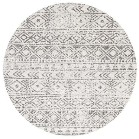 Paradise White Grey Rustic Round Transitional Rug