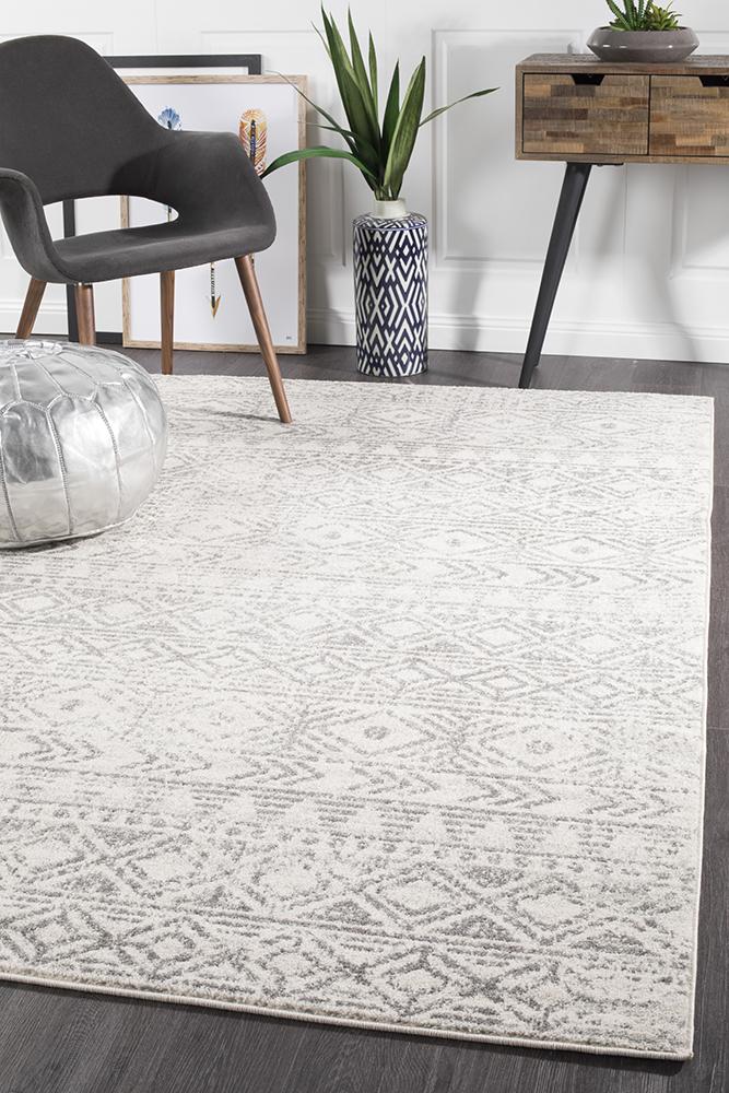 Paradise White Grey Rustic Transitional Rug