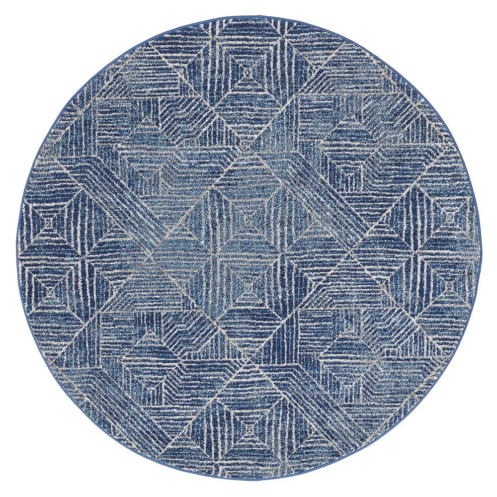 Paradise Contemporary Navy Round Transitional Rug