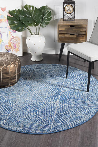 Paradise Contemporary Navy Round Transitional Rug
