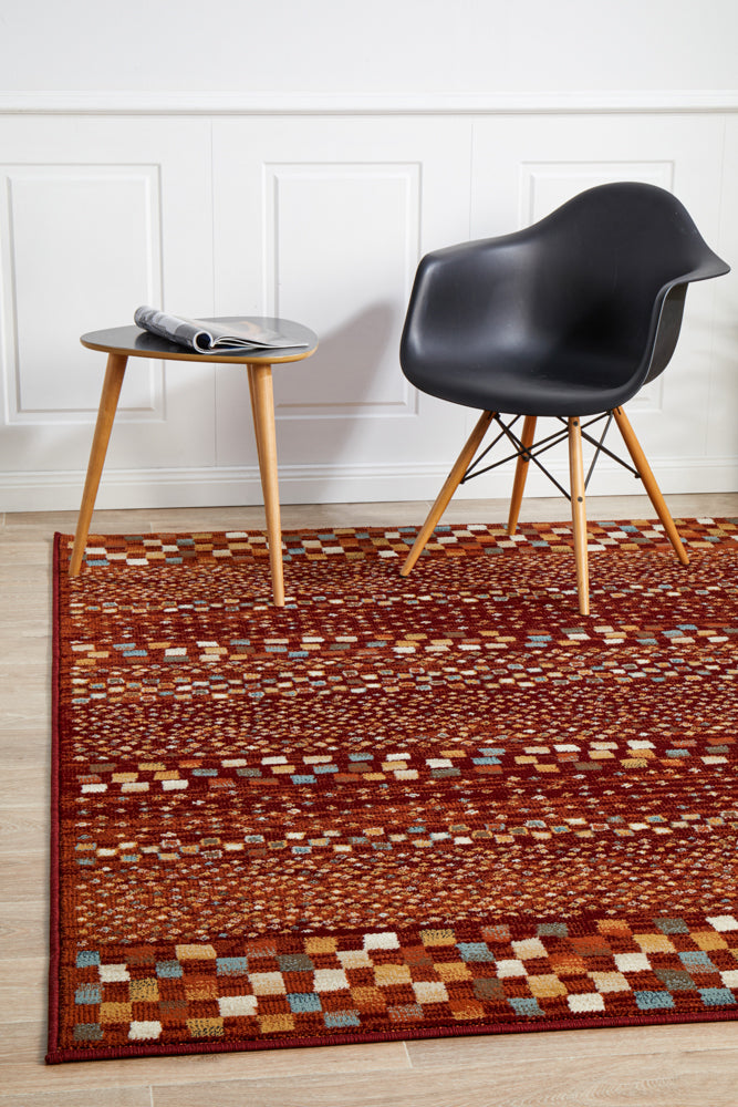 Mayfair Squares Rust Transitional Rug