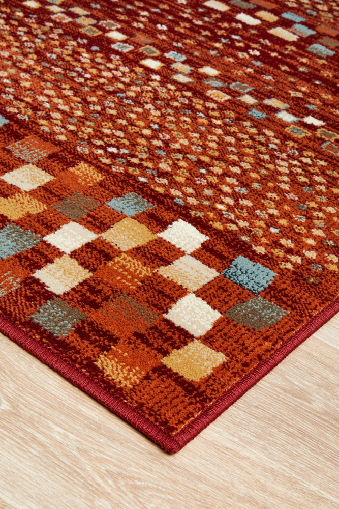 Mayfair Squares Rust Transitional Rug