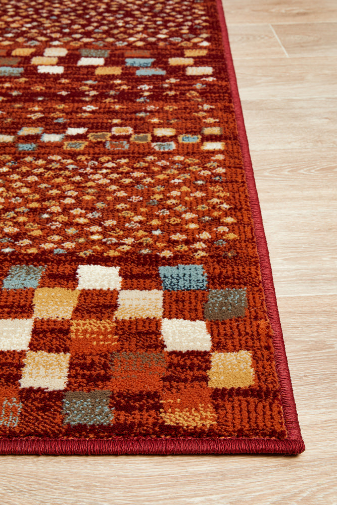 Mayfair Squares Rust Transitional Rug