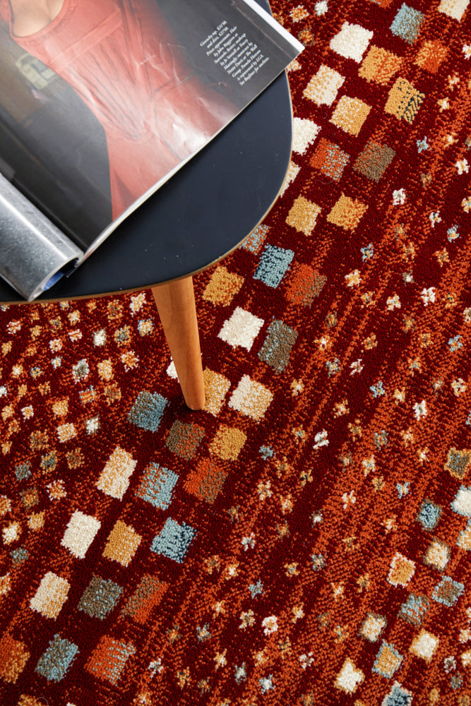 Mayfair Squares Rust Transitional Rug – Lost Design Society