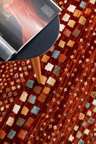 Mayfair Squares Rust Transitional Rug