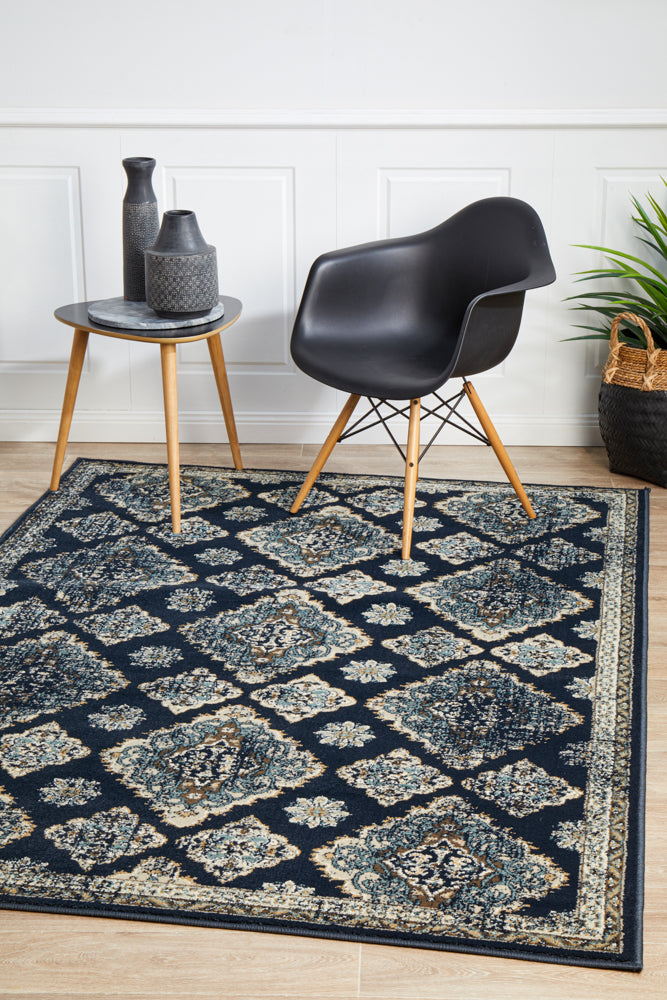 Mayfair Timeline Navy Transitional Rug