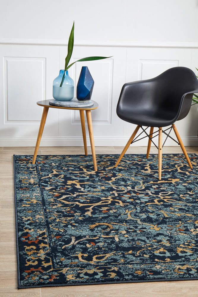 Mayfair Stem Navy Transitional Rug