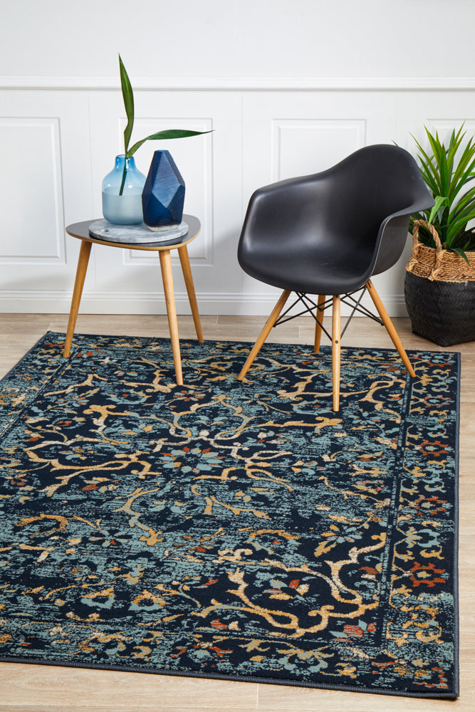 Mayfair Stem Navy Transitional Rug