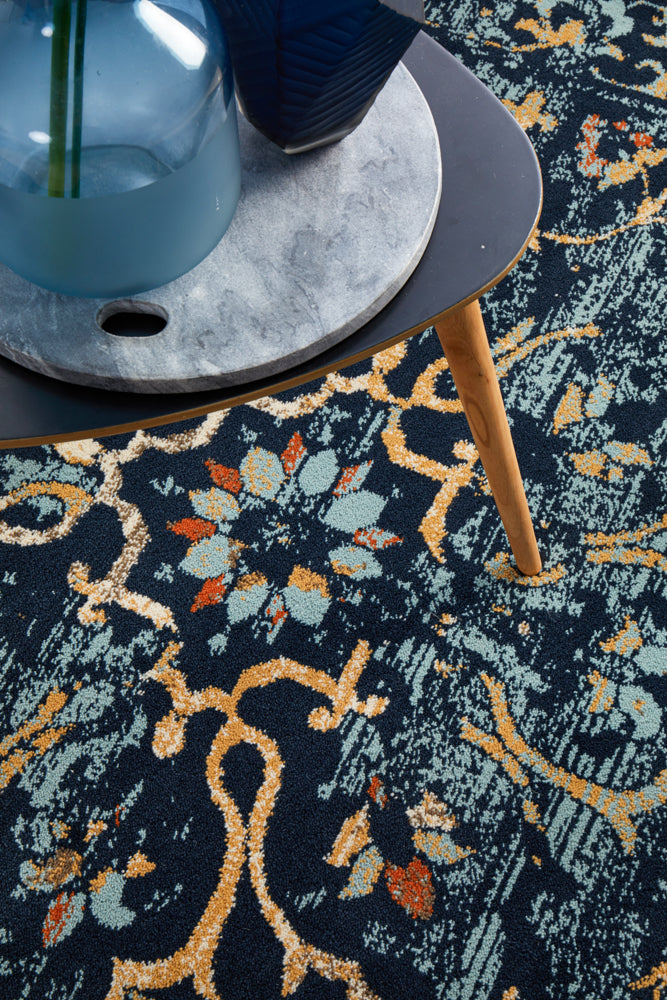 Mayfair Stem Navy Transitional Rug