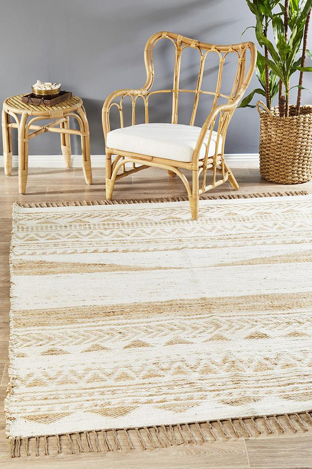 Oaxaca White Jute Cotton Rug