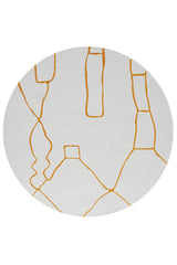 Vines Gold Modern Abstract Round Rug