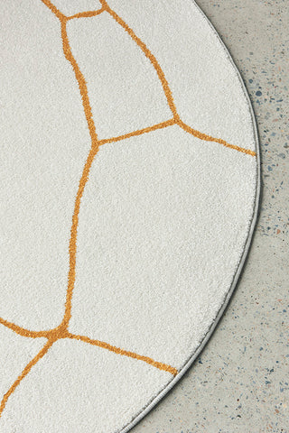 Vines Gold Modern Abstract Round Rug