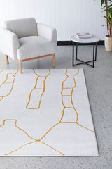 Vines Gold Modern Abstract Rug