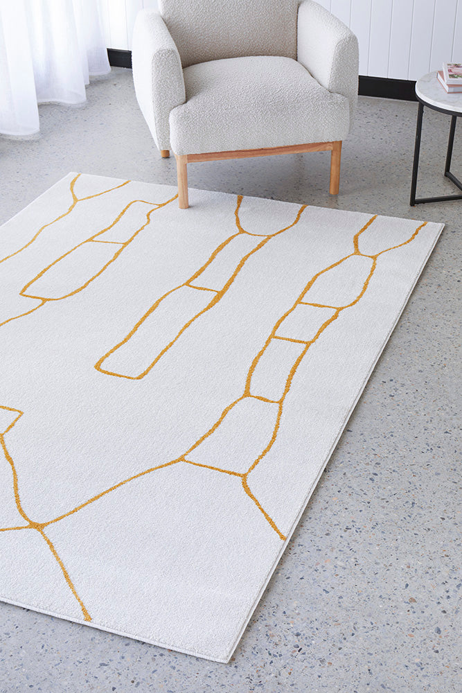 Vines Gold Modern Abstract Rug