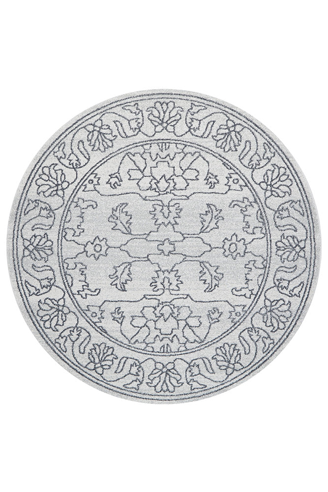 Vines Sven Grey Transitional Round Rug