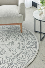 Vines Sven Grey Transitional Round Rug