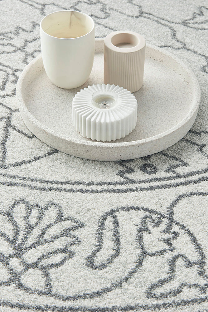 Vines Sven Grey Transitional Round Rug