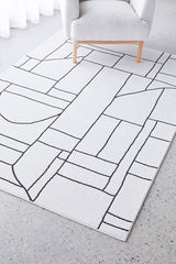 Vines Black White Mid-Century Modern Rug