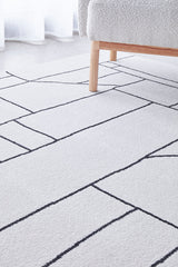 Vines Black White Mid-Century Modern Rug