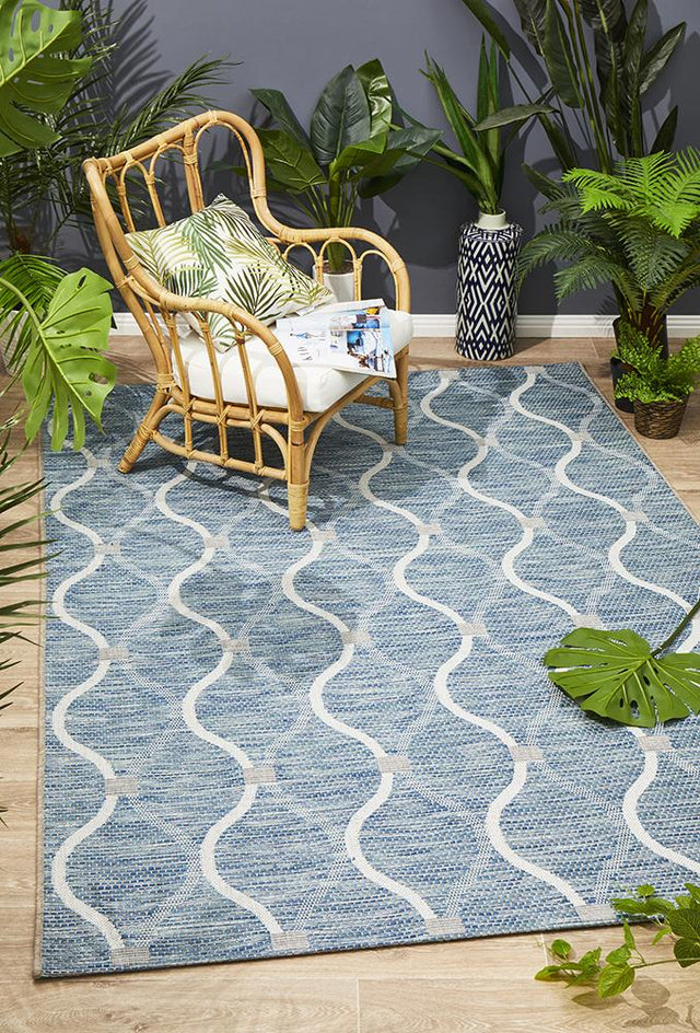 Promenade Outdoor Denise Trellis Blue Rug