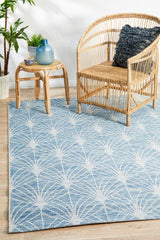 Promenade Outdoor Fern Trellis Blue Rug