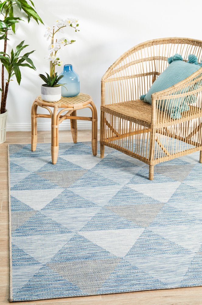 Promenade Outdoor Geo Blue Rug