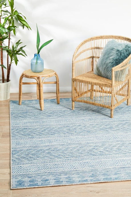 Promenade Outdoor Urban Blue Rug