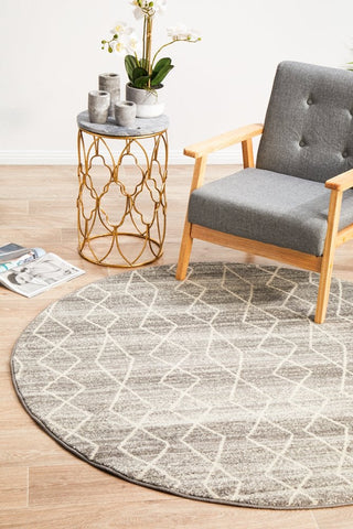 Remy Silver Transitional Round Rug