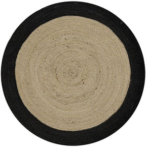 Round Black Border Jute Rug