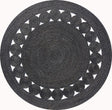 Round Black Dot Rose Jute Rug