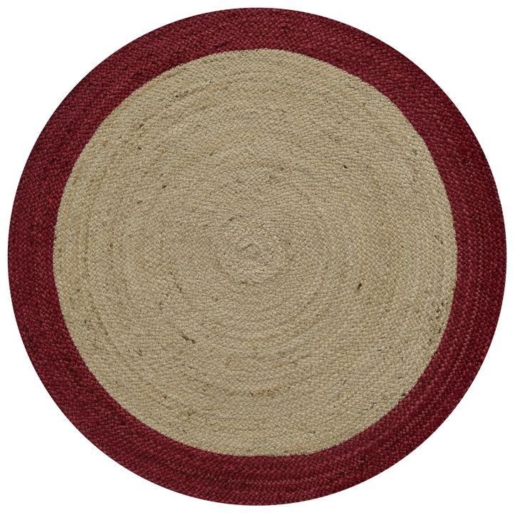 Round Blush Border Jute Rug