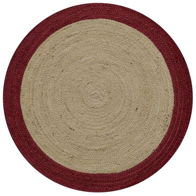 Round Blush Border Jute Rug