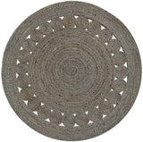 Round Grey Dot Rose Jute Rug