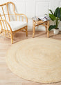 Round Jute Natural Rug Bleached