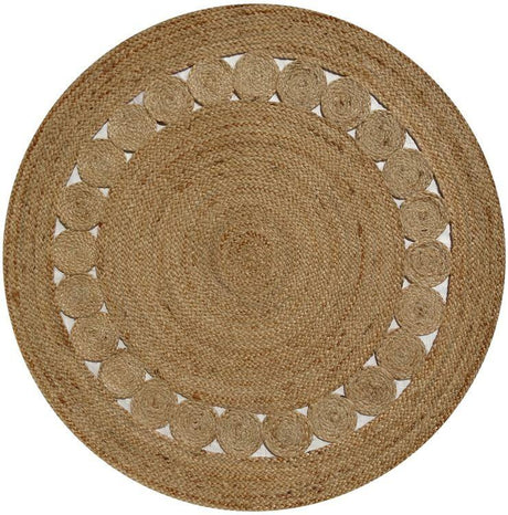 Round Natural Dot Rose Jute Rug