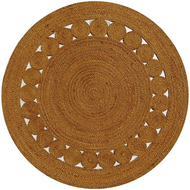 Round Rust Dot Rose Jute Rug