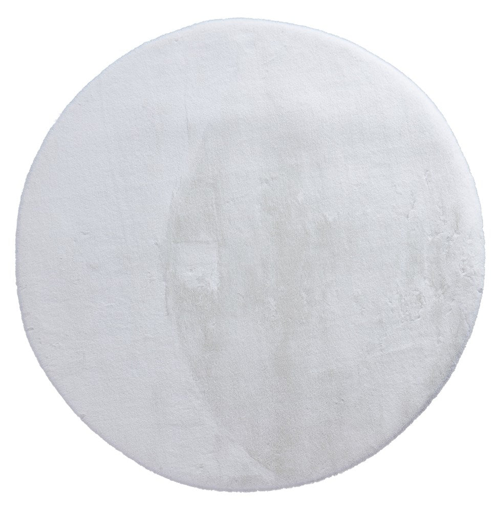 Turuun Soft Faux Fur White Round Rug