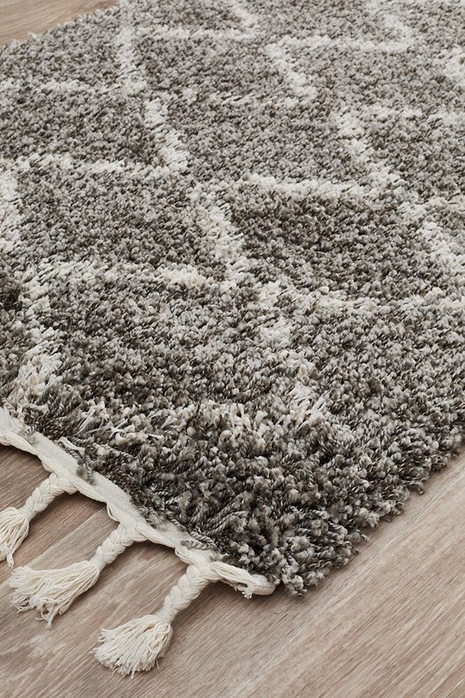 Beni Ourain Inspired Berber Tantan Grey Shag Rug