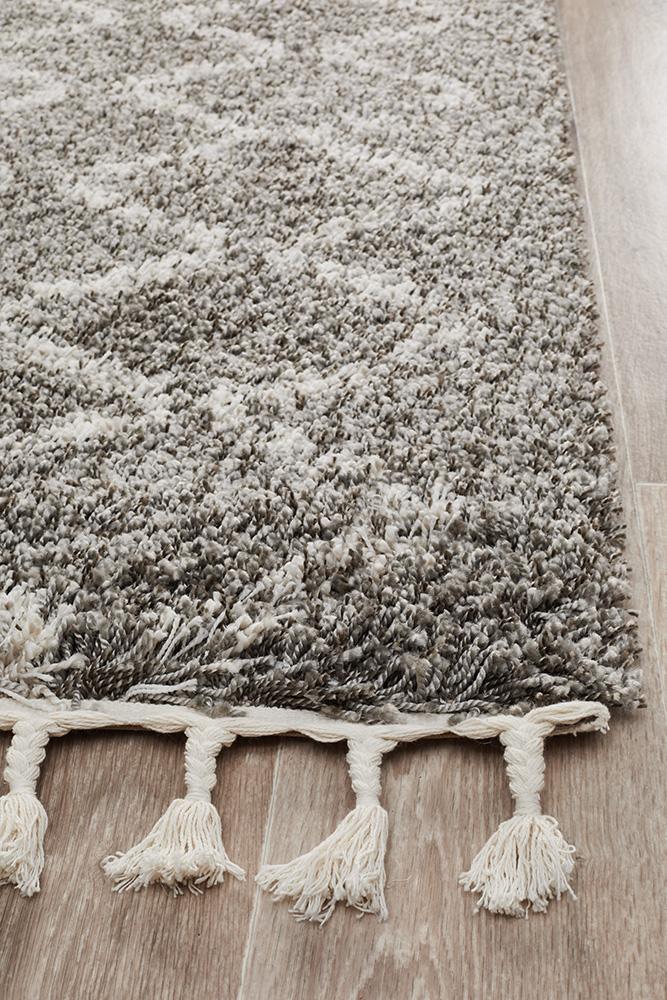 Beni Ourain Inspired Berber Tantan Grey Shag Rug