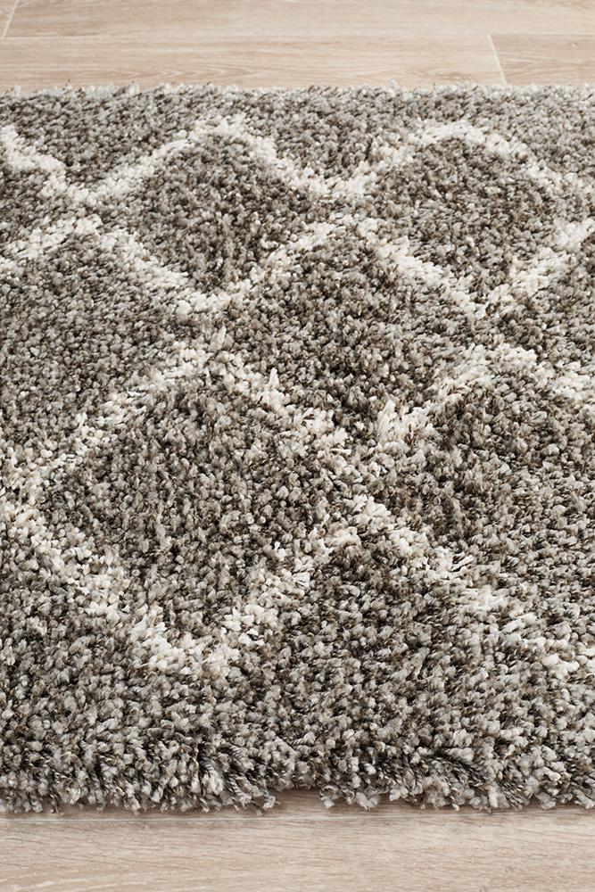 Beni Ourain Inspired Berber Tantan Grey Shag Rug