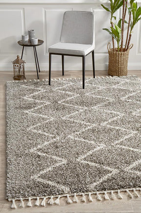 Beni Ourain Inspired Berber Tantan Grey Shag Rug - Lost Design Society