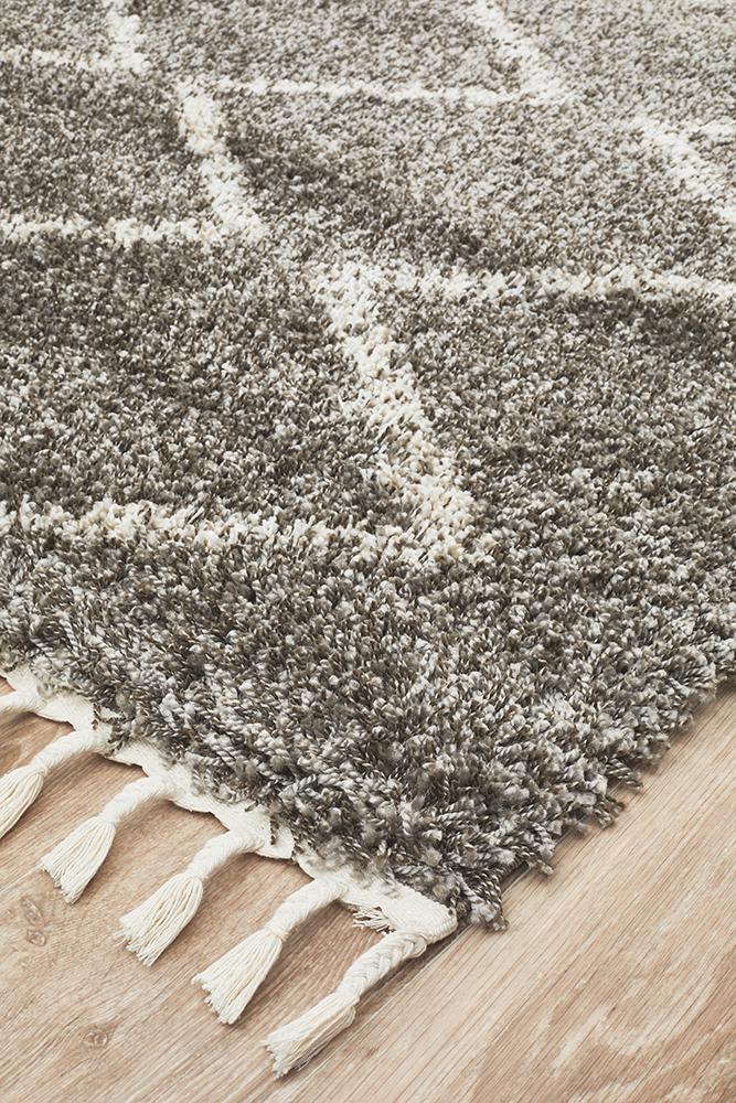 Beni Ourain Inspired Berber Tantan Grey Shag Rug