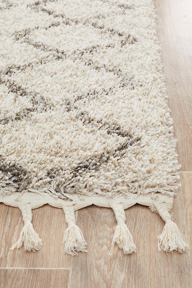 Beni Ourain Inspired Berber Tantan Natural Shag Rug