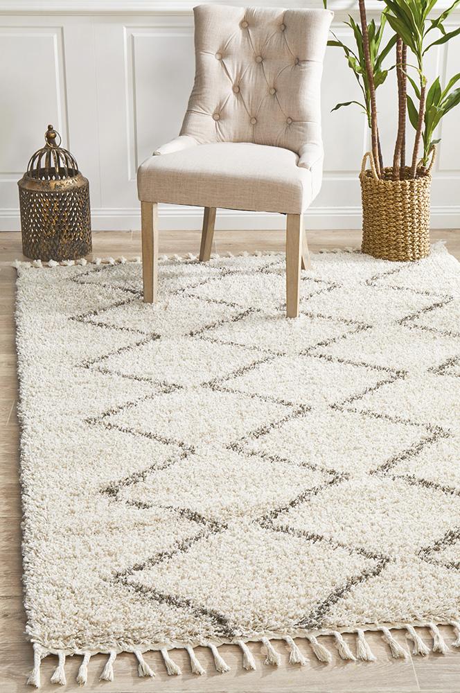 Beni Ourain Inspired Berber Tantan Natural Shag Rug