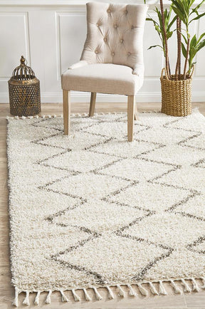 Beni Ourain Inspired Berber Tantan Natural Shag Rug - Lost Design Society