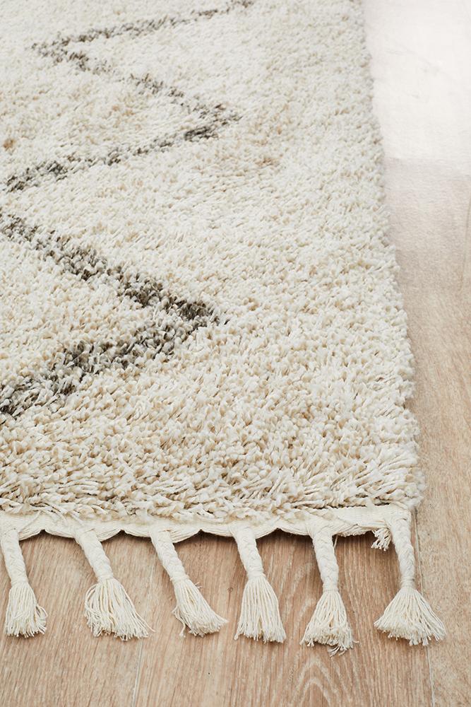 Beni Ourain Inspired Berber Tantan Natural Shag Rug