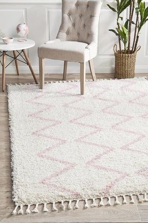 Beni Ourain Inspired Berber Tantan Pink Shag Rug - Lost Design Society