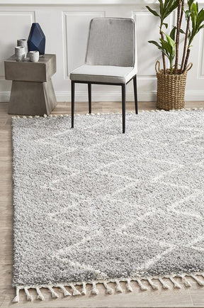 Beni Ourain Inspired Berber Tantan Silver Shag Rug - Lost Design Society