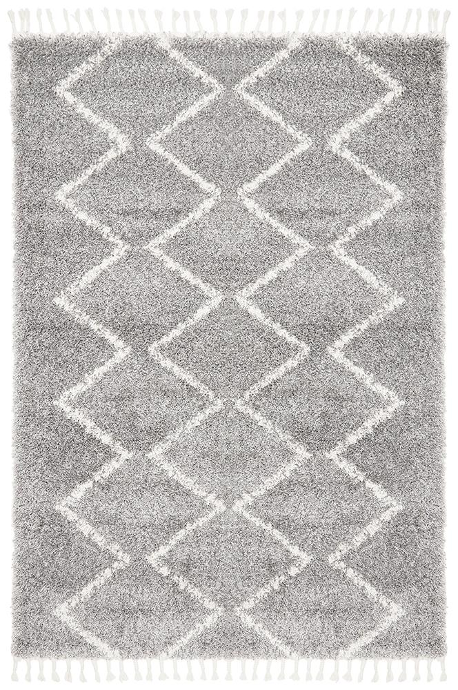 Beni Ourain Inspired Berber Tantan Silver Shag Rug