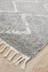 Beni Ourain Inspired Berber Tantan Silver Shag Rug